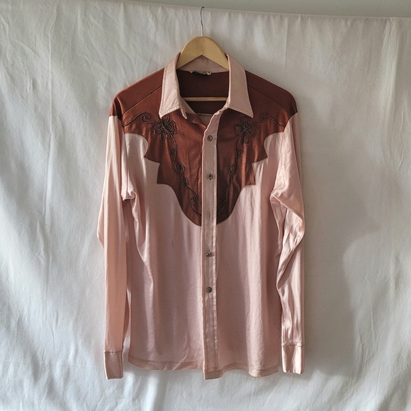 Vintage Tops - 1970s western shirt glam vintage